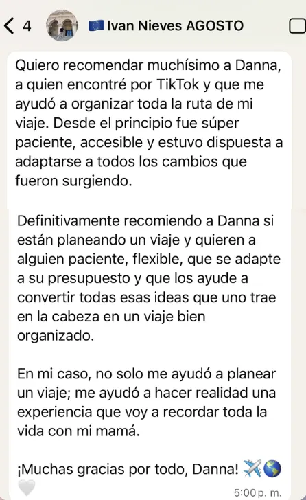 Captura del mensaje de Iván y Nieves
