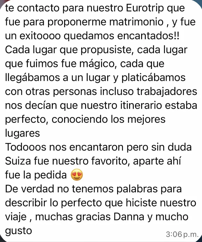 Captura del mensaje de Alexa López