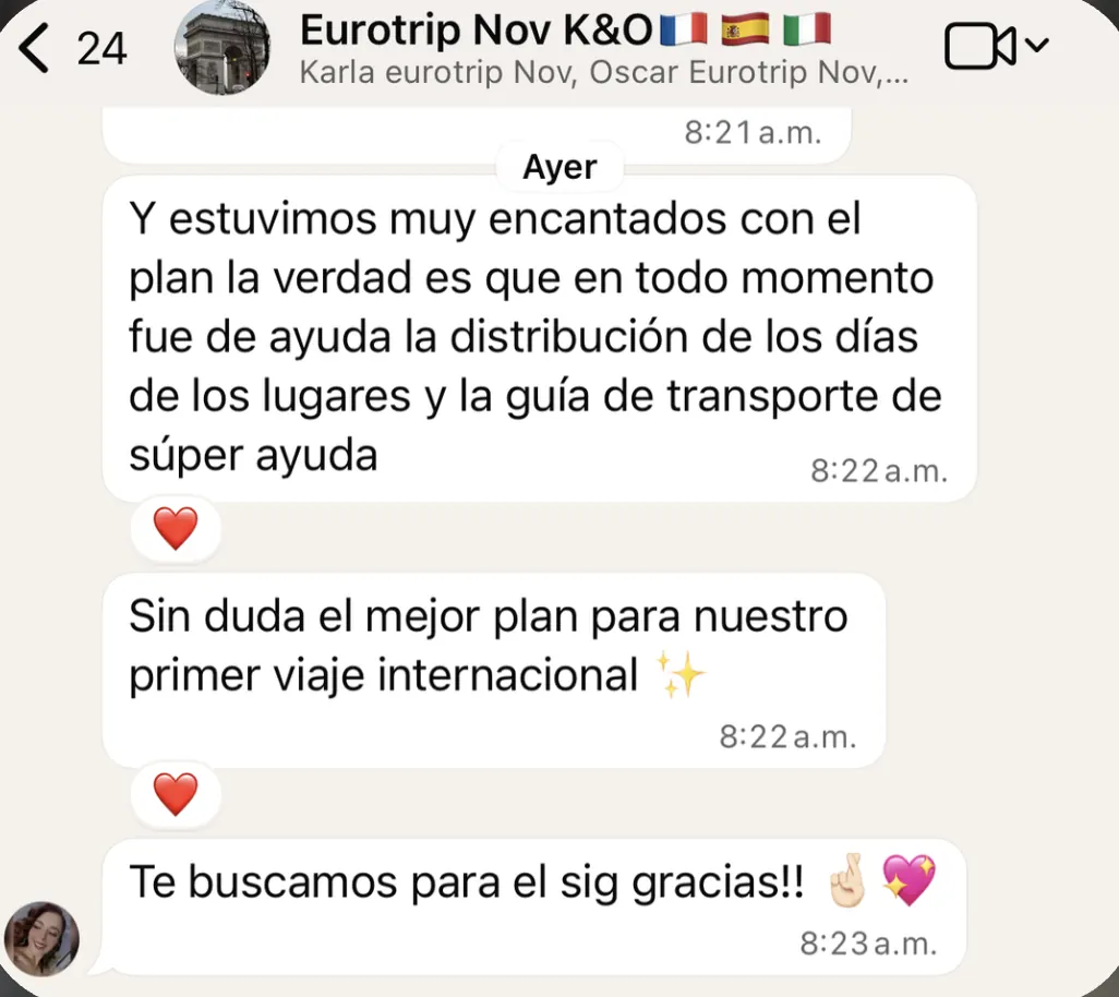 Captura del mensaje de Karla y Oscar