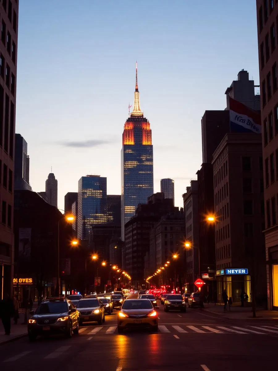 Horizonte de Nueva York al atardecer